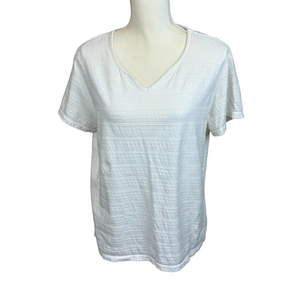 Basic Editions blouse, size XL, textured stripes, summer, vacation, beach